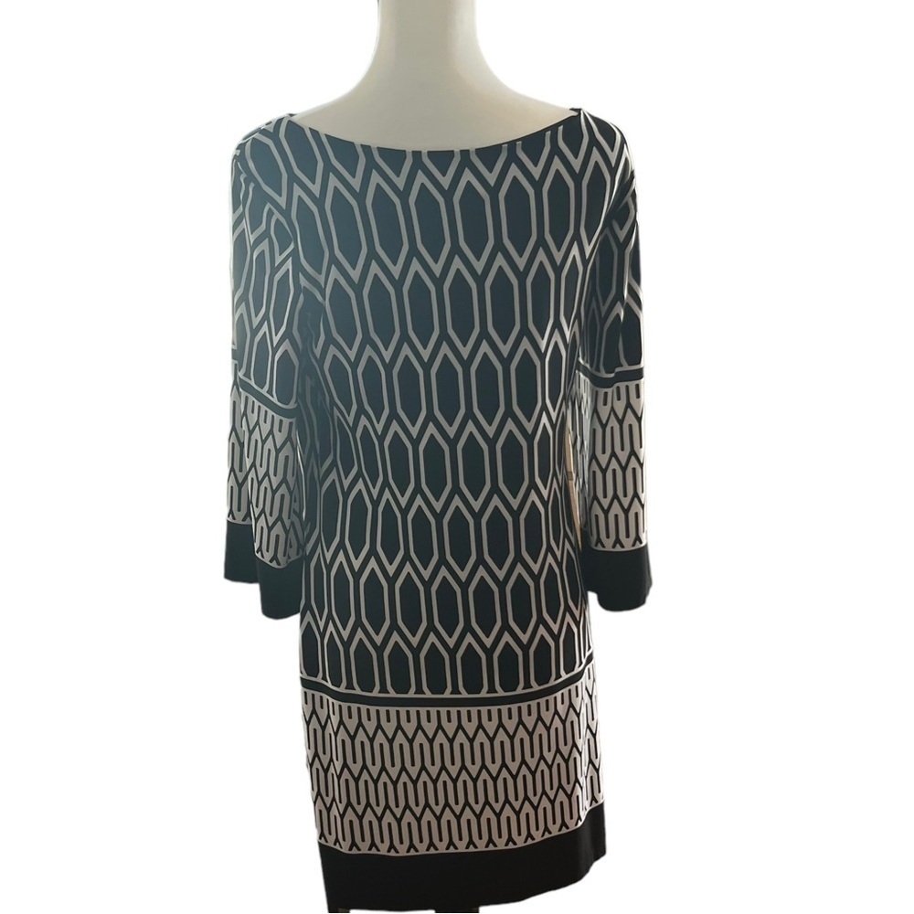 Enfocus Studio Black & White Geometric Mini Dress SZ 10 - Picture 3 of 6